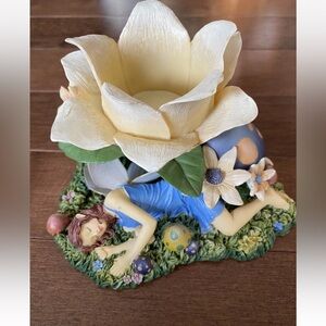 Sleeping Lady Flowers & Mushrooms Candle Holder Decor
